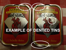 Load image into Gallery viewer, Premium Sardines St Georges with Extra Virgin Olive Oil - SLIGHTLY DENTED Tin (115g)

